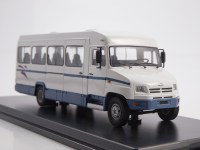 Масштабная модель 1:43 Капотный автобус "Бычок" ЗиЛ-3250АО, белый, синий (ModelPro)