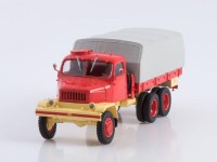 Масштабная модель 1:43 Чехословацкий трехосный полноприводный автомобиль с тентом 6х6 Praga V3S, красный, Автоистория (АИСТ)