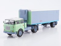 Масштабная модель 1:43 Седельный тягач Шкода, Skoda LIAZ 706 MTTN, зеленый, с полуприцепом Alka N12CH, серый, Автоистория (АИСТ)