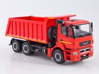 Масштабная модель 1:43 Трехосный дорожный самосвал 6х4 КАМАЗ-6520-21010-053, кабина К4, красный, Автоистория (АИСТ)