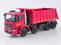 Масштабная модель 1:43 Четырехосный дорожный самосвал 8х4 КАМАЗ-65801-68, кабина К4, красный, Автоистория (АИСТ)