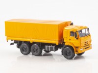 Масштабная модель 1:43 Трехосный полноприводный бортовой грузовик 6х6 КамАЗ-43118, рестайлинг, оранжевый, Автоистория (АИСТ)