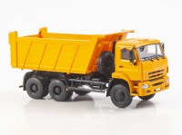  Масштабная модель 1:43 Трехосный полноприводный самосвал 6х6 КАМАЗ-6522, рестайлинг, оранжевый, Автоистория (АИСТ)
