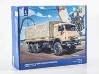 Сборная модель 1:43 Бортовой полноприводный грузовой автомобиль 6х6 КамАЗ-43118, ранний, с тентом (AVD Models)