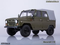 Коллекционная масштабная модель 1:18 Автомобиль 4х4 УАЗ-469 (31512) с тентом, хаки (Start Scale Models)