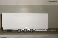 Комплект для сборки: металлическая модель 1:43 Трехосный низкорамный бортовой прицеп-тандем МАЗ-837320-3015 с тентом и передним щитом (Клен)