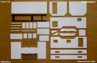 Комплект для сборки: упрощенная надстройка 1:35 автомобильный кузов-фургон К 5350-11 для КамАЗ-5350, -43114, -43118 и других (Клен)