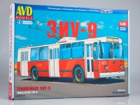 Сборная металлическая модель 1:43 Троллейбус ЗиУ-9 (ЗиУ-682Б),  подъемные штанги (AVD Models, перевыпуск)