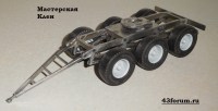 Комплект для сборки: металлическая трехосная подкатная тележка 1:43 для полуприцепов Австралии, Америки (Клен)