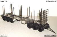 Комплект для сборки: металлическая трехосная подкатная тележка 1:50 для австралийских полуприцепов (Клен)