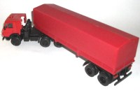 Коллекционная масштабная модель 1:43 КамАЗ-5410 с полуприцепом с тентом, красный (Элекон)