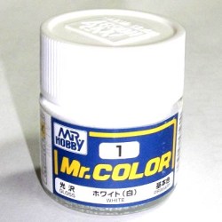 C 1 Краска Mr. Color, акриловая, на растворителе, 10мл, White gloss, Белый глянцевый (Gunze Sangyo)