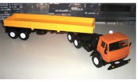 Коллекционная масштабная модель 1:43 КамАЗ-4410 с вездеходным полуприцепом оранжевый (конверсия)