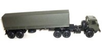 Коллекционная масштабная модель 1:43 КамАЗ-4410 с вездеходным полуприцепом, тент, хаки (конверсия)