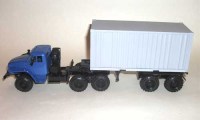 Коллекционная масштабная модель 1:43 Урал-44202 с контейнеровозом 9985, синий (Элекон)