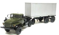 Коллекционная масштабная модель 1:43 Урал-44202 с контейнеровозом 9985, хаки (Элекон)