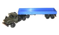 Коллекционная масштабная модель 1:43 Урал-44202 хаки с полуприцепом ОдАЗ-9370 синий (Элекон)