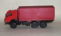 Коллекционная масштабная модель 1:43 КамАЗ-5320, спальник, с тентом, красный (Элекон)