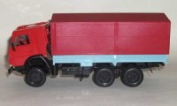 Коллекционная масштабная модель 1:43 КамАЗ-5320, спальник, с тентом, красная кабина (Элекон)
