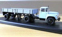 Коллекционная масштабная модель 1:43 ЗиЛ-130В1, голубой с полуприцепом ОдАЗ-885 серый (SSM)