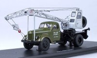 Коллекционная масштабная модель 1:43 Автокран ЛАЗ-690  на базе ЗИЛ-164 хаки, серый (SSM)