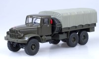 Коллекционная масштабная модель 1:43 Грузовой автомобиль КрАЗ-214Б с тентом, 1963г, хаки (НАП)