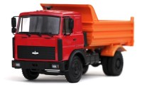 Коллекционная масштабная модель 1:43 Грузовой автомобиль МАЗ-55514023 1997-99 красный, оранжевый (НА
