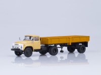Коллекционная масштабная модель 1:43 ЗиЛ-130В1 бежевый с полуприцепом ОдАЗ-885 желтый Автоистория (АИСТ)