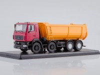 Коллекционная масштабная модель 1:43 Самосвал 8х4 МАЗ-6516, кузов полутруба красный, оранжевый(SSM)