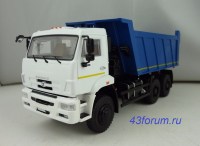 Коллекционная масштабная модель 1:43 Самосвал 6х6 КамАЗ-6522 белый,  синий (SSM)