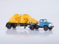 Коллекционная масштабная модель 1:43 ЗиЛ-130В1, голубой с полуприцепом-муковозом К4-АМГ (SSM)