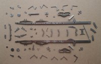 Сборная модель: металлическая рама 1:43 для Бортового автомобиля 8х8 Камский-6350, база 1940+3340 мм, задний свес 1335 мм, стандартный вариант (Клен)