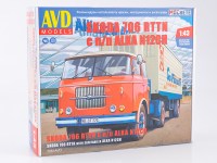 Сборная модель 1:43 Двухосный седельный тягач 4х2 Шкода, Skoda LIAZ 706 RTTN, с полуприцепом Alka N12CH (AVD Models)
