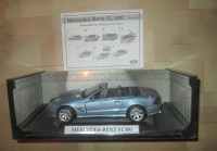 Масштабная модель 1:18 Легковой автомобиль Mercedes-Benz SL500, складная крыша, голубой металлик (MotorMax)