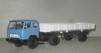 Сборная модель 1:43 Одноосный бортовой полуприцеп КАЗ-717, для тягачей КАЗ-608, ЗиЛ-130В1, упрощенный вариант (Клен)