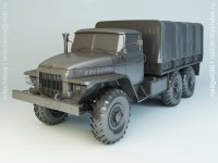 Коллекционная масштабная модель 1:43 Грузовой автомобиль Урал-375Д, с тентом, голубой, с журналом №43 (De Agostini)