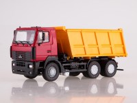 Коллекционная масштабная модель 1:43 Самосвал 6х4 МАЗ-6501, красный, желтый (Автоистория (АИСТ)
