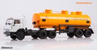 Коллекционная масштабная модель 1:43 КамАЗ-54112, серый с полуприцепом НефАЗ-96742, оранжевый (АИСТ)