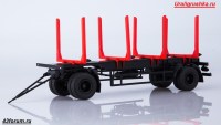 Коллекционная масштабная модель 1:43 Двухосный прицеп-сортиментовоз МАЗ-83781, черный, красный (Автоистория)