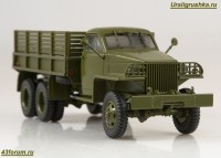Коллекционная масштабная модель 1:43 Бортовой грузовик 6х6 Studebaker US6 U4 без тента, зеленый (Автоистория (АИСТ)