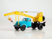 Коллекционная масштабная модель 1:43 Автокран ЛАЗ-690 на шасси ЗиЛ-164, голубой, желтый, Автоистория (АИСТ)