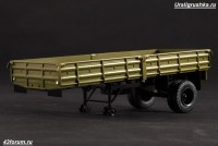 Коллекционная масштабная модель 1:43 Одноосный бортовой полуприцеп ММЗ-584Б, зеленый (Автоистория (АИСТ)