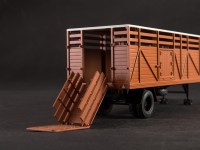 Масштабная модель 1:43 Одноосный полуприцеп-скотовоз ОДАЗ-857Б, коричневый (Автоистория (АИСТ)