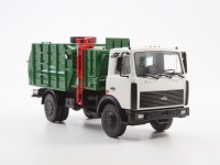 Масштабная модель 1:43 Мусоровоз с манипулятором МКМ-35 на шасси МАЗ-5337, серый, зеленый, Автоистория (АИСТ)