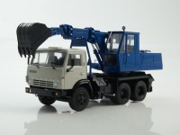 Масштабная модель 1:43 Экскаватор-планировщик ЭО-3532 на шасси КамАЗ-5511, серый, синий, Автоистория (АИСТ)