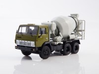 Масштабная модель 1:43 Автобетоносмеситель (бетономешалка) СБ-92 на шасси КамАЗ-5511, зеленый, серый, Автоистория (АИСТ)