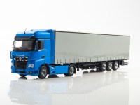 Масштабная модель 1:43 Седельный тягач 4х2 КамАЗ-54901, синий со шторным полуприцепом НефАЗ-93341, серый, Автоистория (АИСТ) для ПАО КАМАЗ