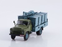 Масштабная модель 1:43 Контейнерный мусоровоз М30 (53), хаки, серый, на шасси автомобиля 4х2 Горький-53, Автоистория (АИСТ)