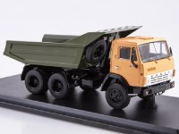 Масштабная модель 1:43 Советский самосвал 6х4 КамАЗ-5511, поздний, горизонтальные ребра жесткости, оранжевый, хаки, Start Scale Models (SSM)