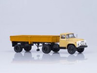 Коллекционная масштабная модель 1:43 ЗиЛ-130В1 бежевый с полуприцепом ОдАЗ-885 желтый (АИСТ)
